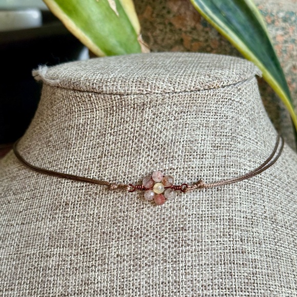 Handmade Jewelry - Boho Crystal Flower Choker